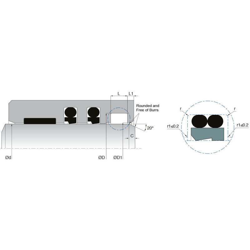 KL103 PTFE Wiper Seal Types Low Friction Voor pneumatische cilinders