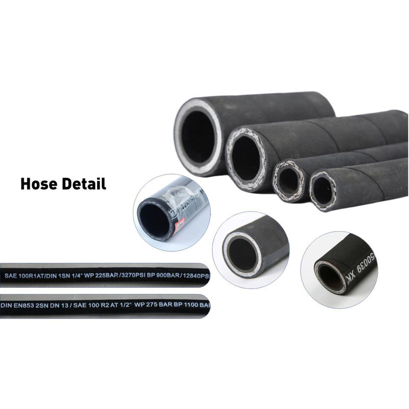 Flexible rubber tubing wire versterkte rubber slang voldoet aan SAE 100R2 en EN 853 2SN