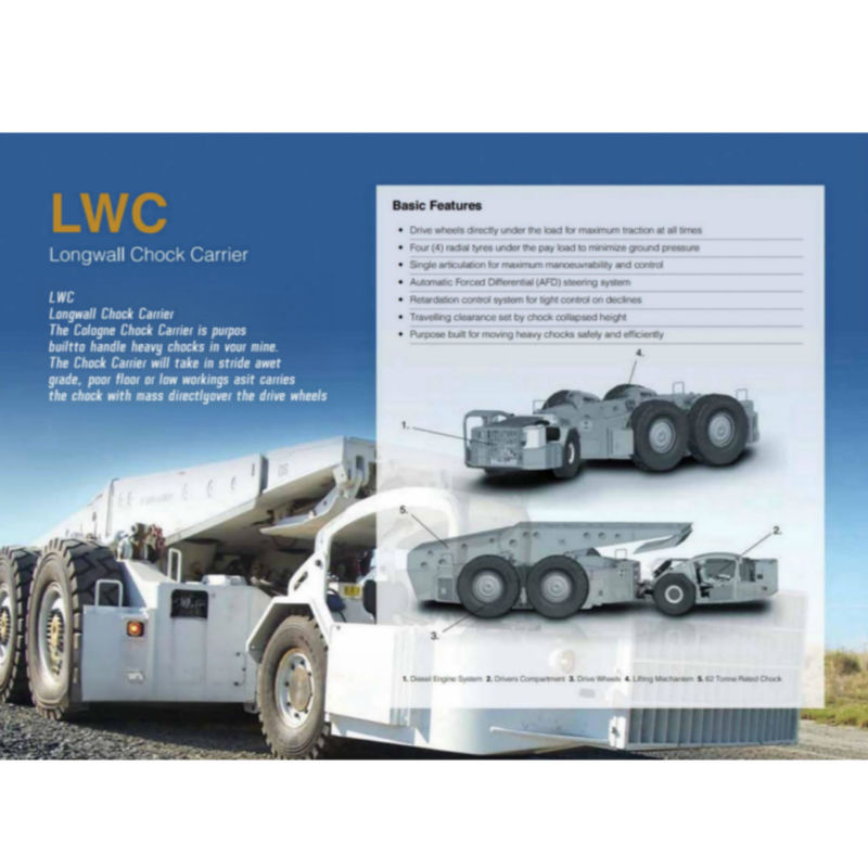 55/70T LWC Longwall Chock Carrier 10 Km/Hr 20 Km/Hr Voor ondergrondse exploitatie van steenkoolmijnen