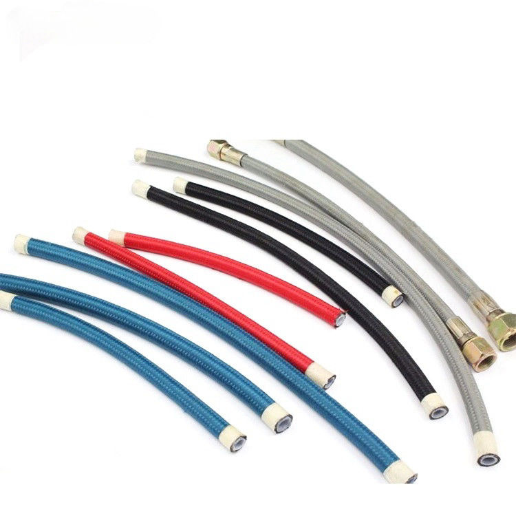 PTFE zwart zilver roestvrij staal gevlochten brandstofleiding slang statisch-vrij Racing Car Steel gevlochten brandstof slang