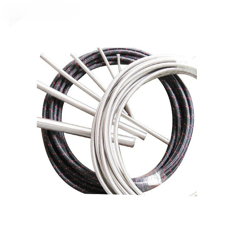 PTFE zwart zilver roestvrij staal gevlochten brandstofleiding slang statisch-vrij Racing Car Steel gevlochten brandstof slang